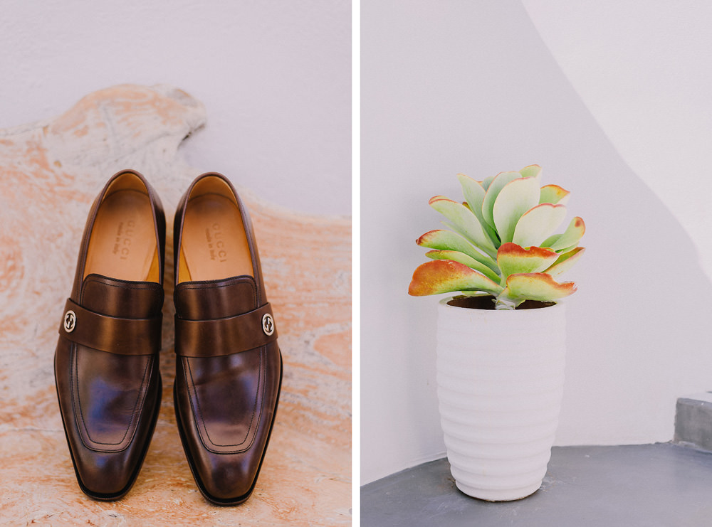 Santorini Small Intimate Wedding grooms attire shoes gucci